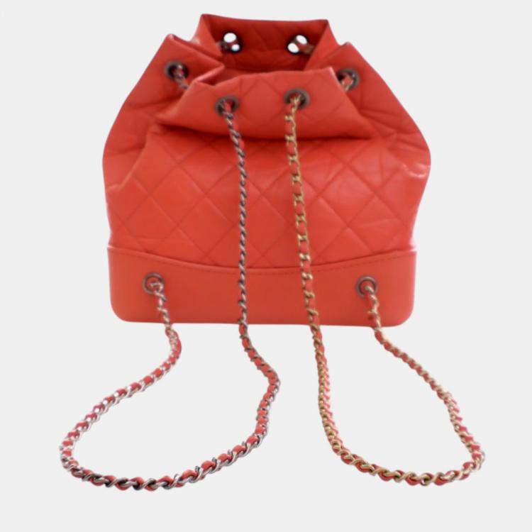 Pre Owned Chanel Red Small Aged Calfskin Gabrielle Backpack