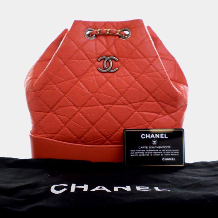 Pre Owned Chanel Red Small Aged Calfskin Gabrielle Backpack
