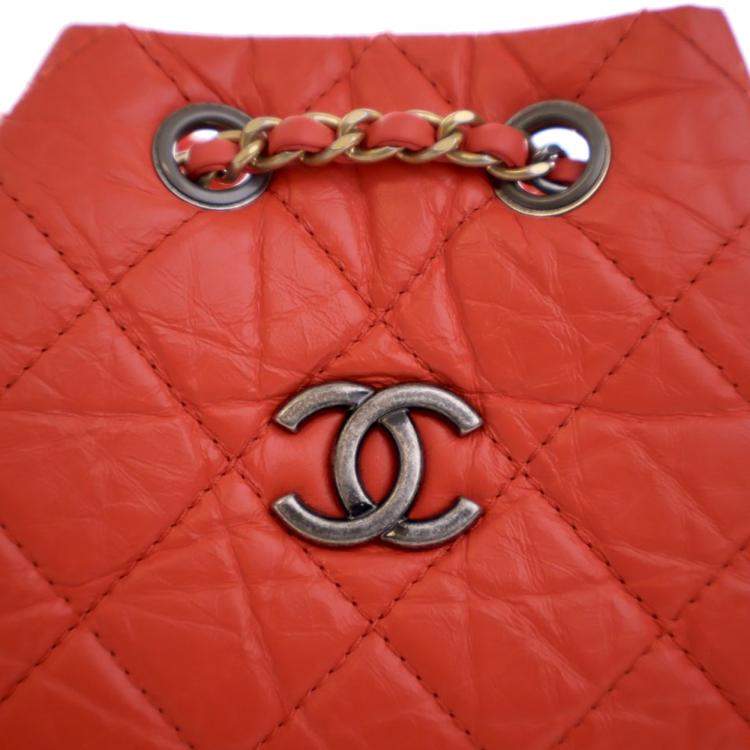 Pre Owned Chanel Red Small Aged Calfskin Gabrielle Backpack