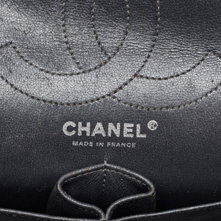 Pre Owned Chanel Classic 226 Reissue 2.55 Grey Quilted Aged Leather Double Flap Bag
