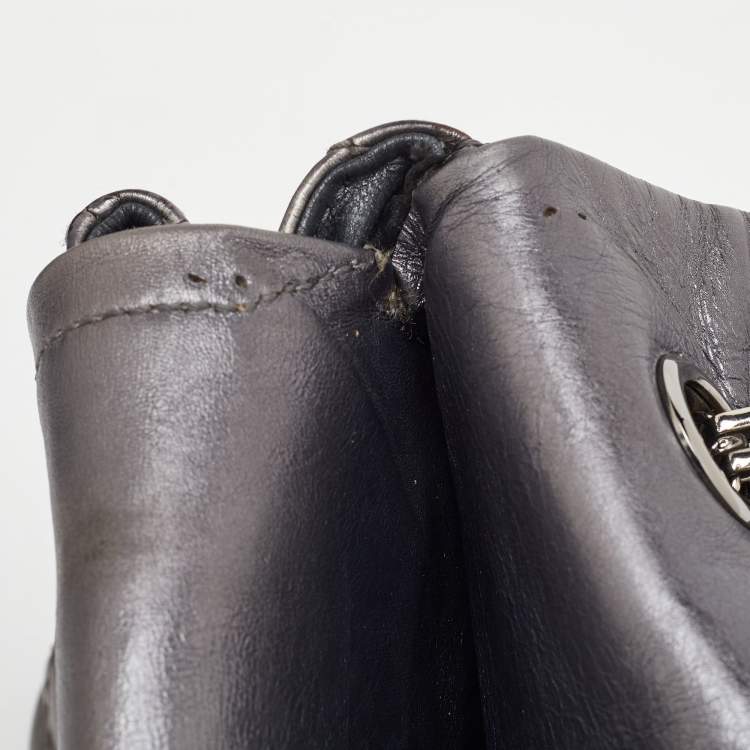 Pre Owned Chanel Classic 226 Reissue 2.55 Grey Quilted Aged Leather Double Flap Bag