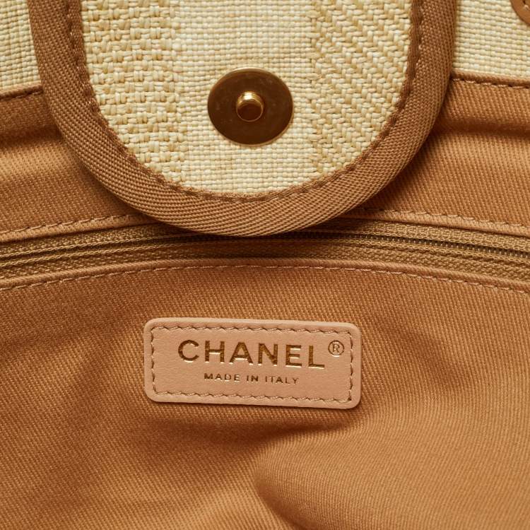 Pre Owned Chanel Deauville Extra Large Tan/Natural Raffia Shopper Tote