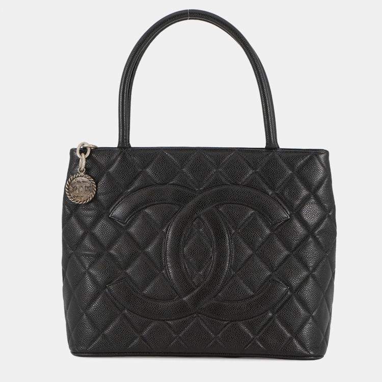 Pre Owned Chanel Medallion Tote Black Caviar Leather