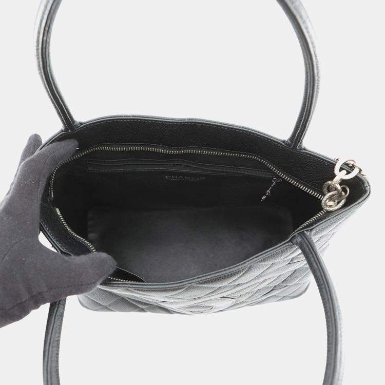 Pre Owned Chanel Medallion Tote Black Caviar Leather