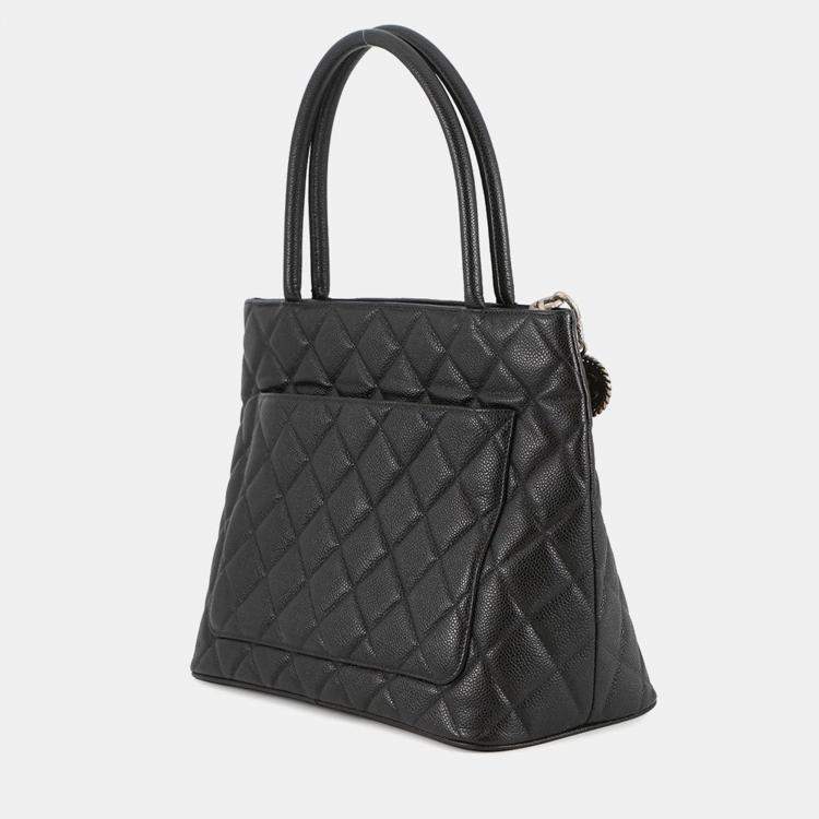 Pre Owned Chanel Medallion Tote Black Caviar Leather