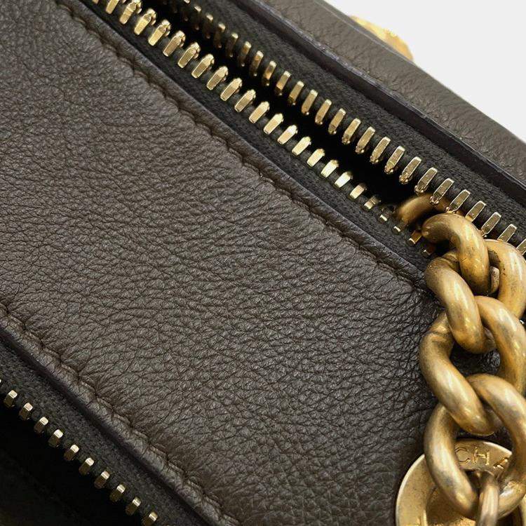 Pre Owned Chanel Cc Logo Chain shoulder Bag Brown Leather