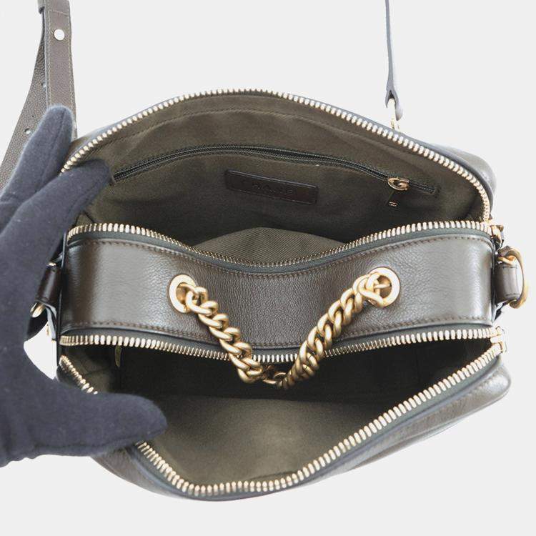 Pre Owned Chanel Cc Logo Chain shoulder Bag Brown Leather