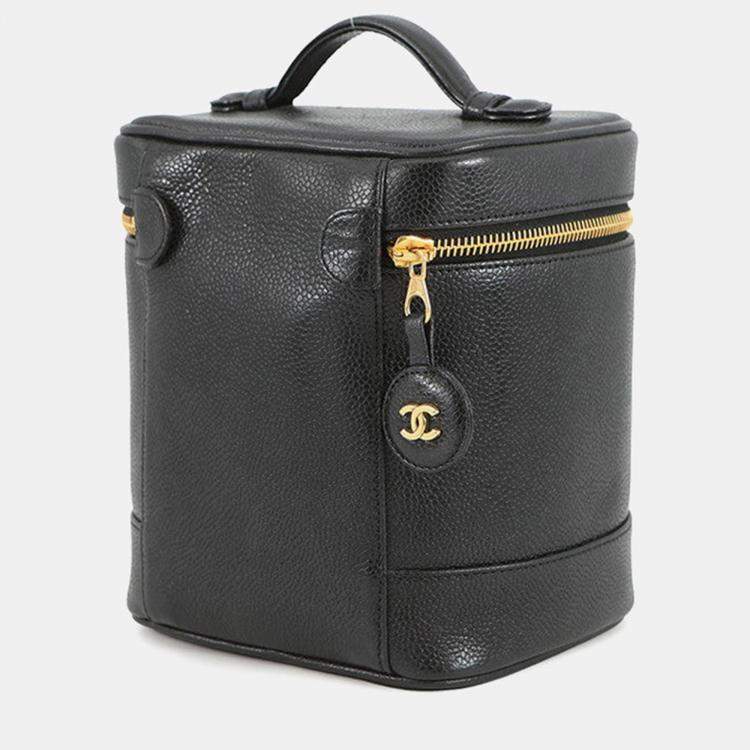 Pre Owned Chanel Cc Logo Vanity Bag Black Caviar Leather