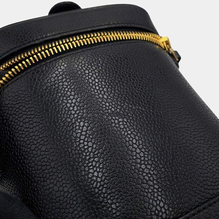 Pre Owned Chanel Cc Logo Vanity Bag Black Caviar Leather