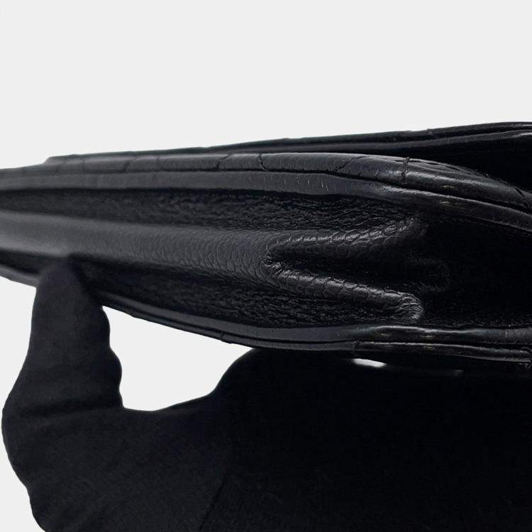 Pre Owned Chanel Matelasse Chain Wallet Black Caviar Leather