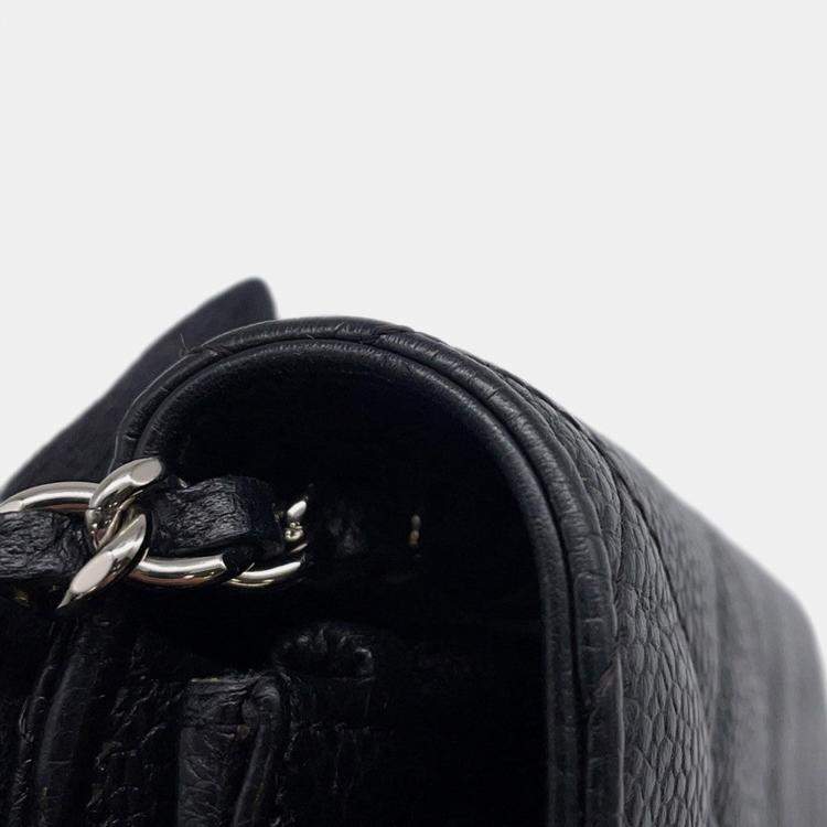 Pre Owned Chanel Matelasse Chain Wallet Black Caviar Leather