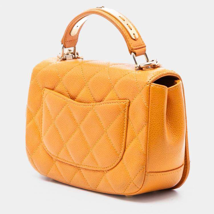 مملوكة مسبقًا Chanel Orange Mini Quilted Caviar Carry Around Flap