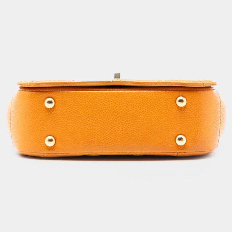 مملوكة مسبقًا Chanel Orange Mini Quilted Caviar Carry Around Flap