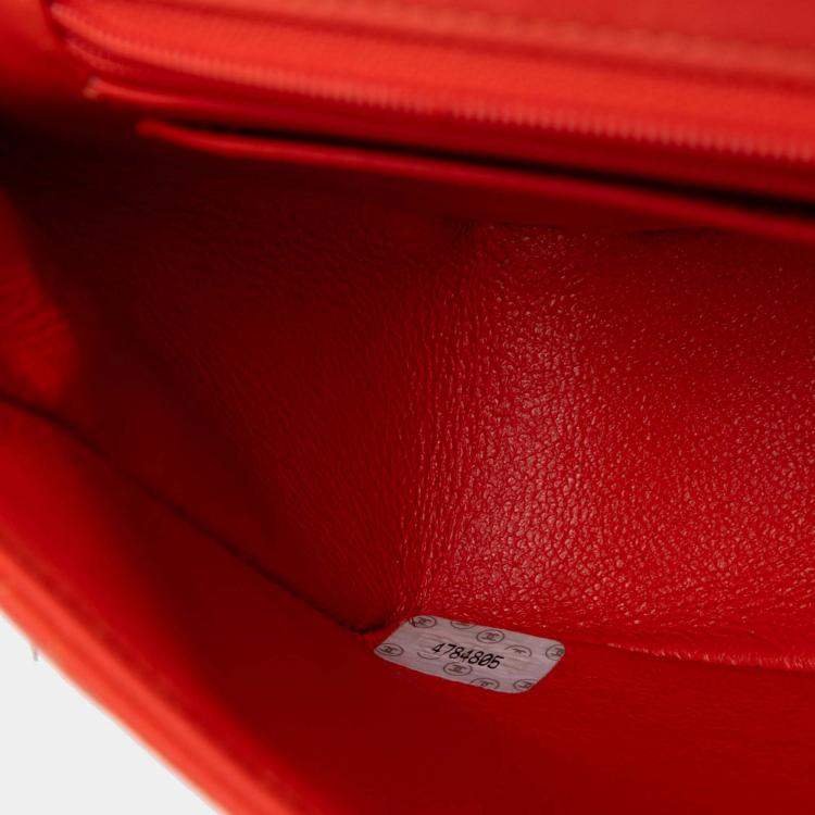 Pre Owned Chanel Orange Lambskin Parent Kelly Flap