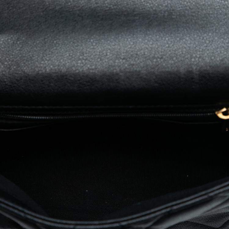 Pre Owned Chanel Black Mini Quilted Caviar Top Handle Flap