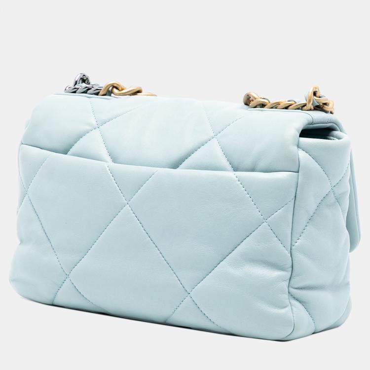 Pre Owned Chanel Blue Medium Lambskin 19 Flap