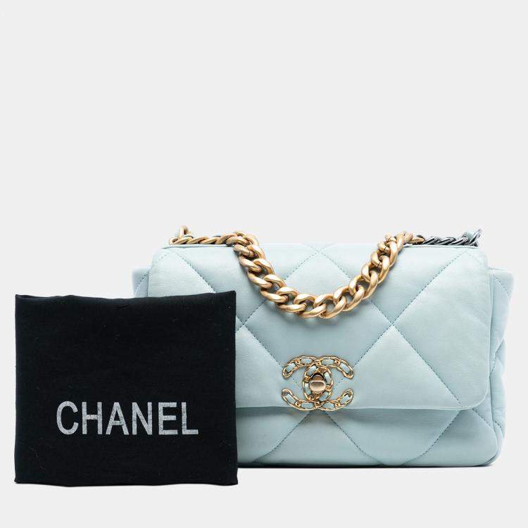 Pre Owned Chanel Blue Medium Lambskin 19 Flap