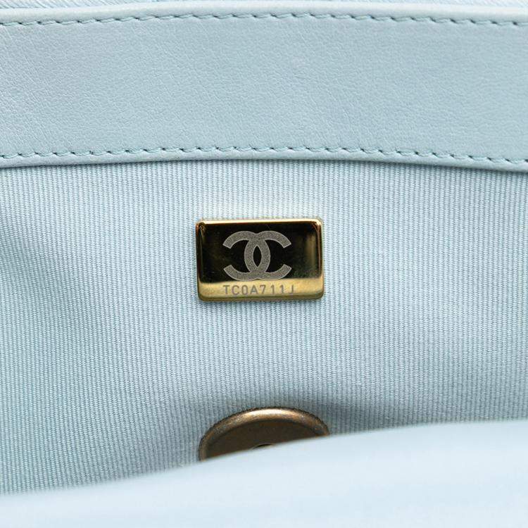 Pre Owned Chanel Blue Medium Lambskin 19 Flap