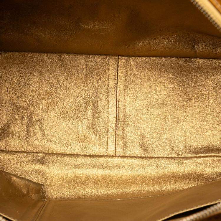 Pre Owned Chanel Gold Metallic Patent Luxe Ligne Tote Bag