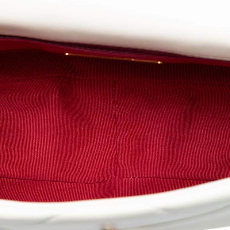 Pre Owned Chanel White Medium Lambskin 19 Flap