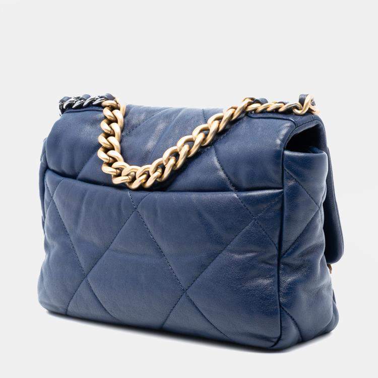 Pre Owned Chanel Blue Medium Lambskin 19 Flap