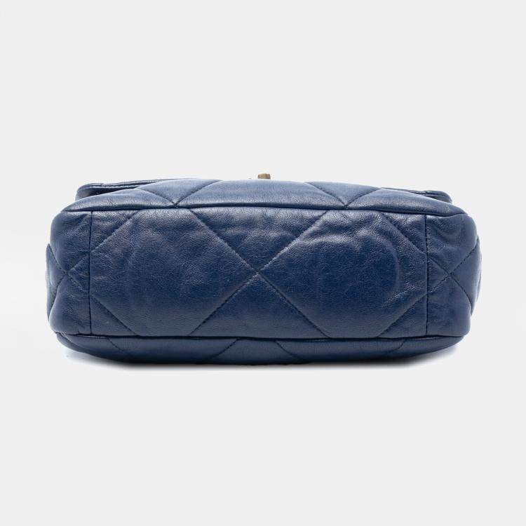 Pre Owned Chanel Blue Medium Lambskin 19 Flap