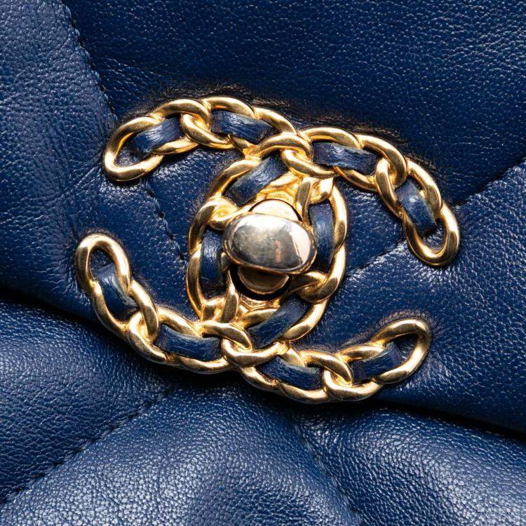 Pre Owned Chanel Blue Medium Lambskin 19 Flap