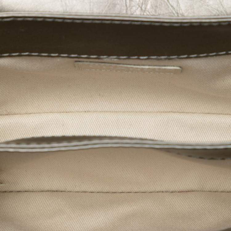 Pre Owned Chanel Brown Mini Quilted Metallic Calfskin Lady Pearly Flap