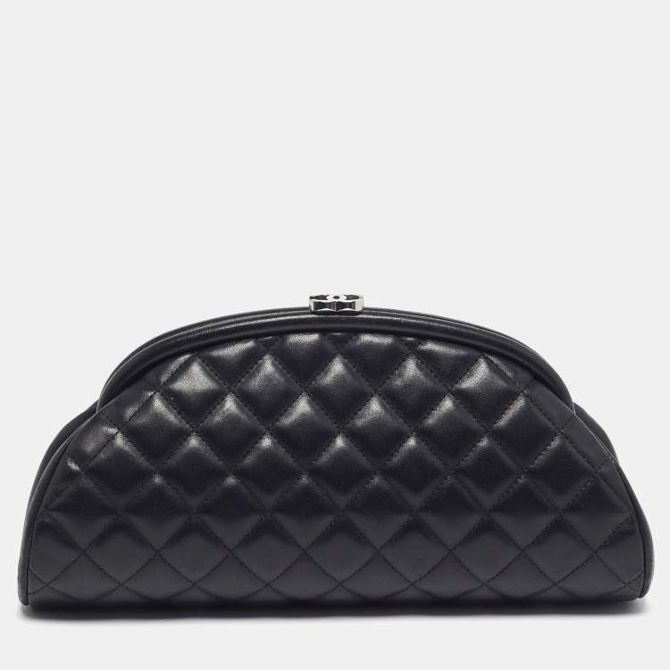 Pre Owned Chanel Timeless Black Quilted Leather Clutch