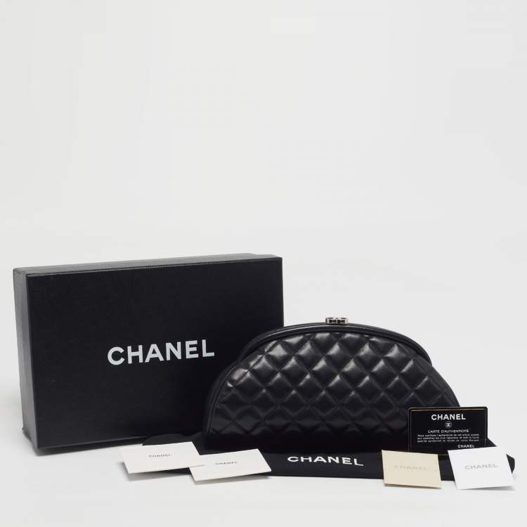 Pre Owned Chanel Timeless Black Quilted Leather Clutch