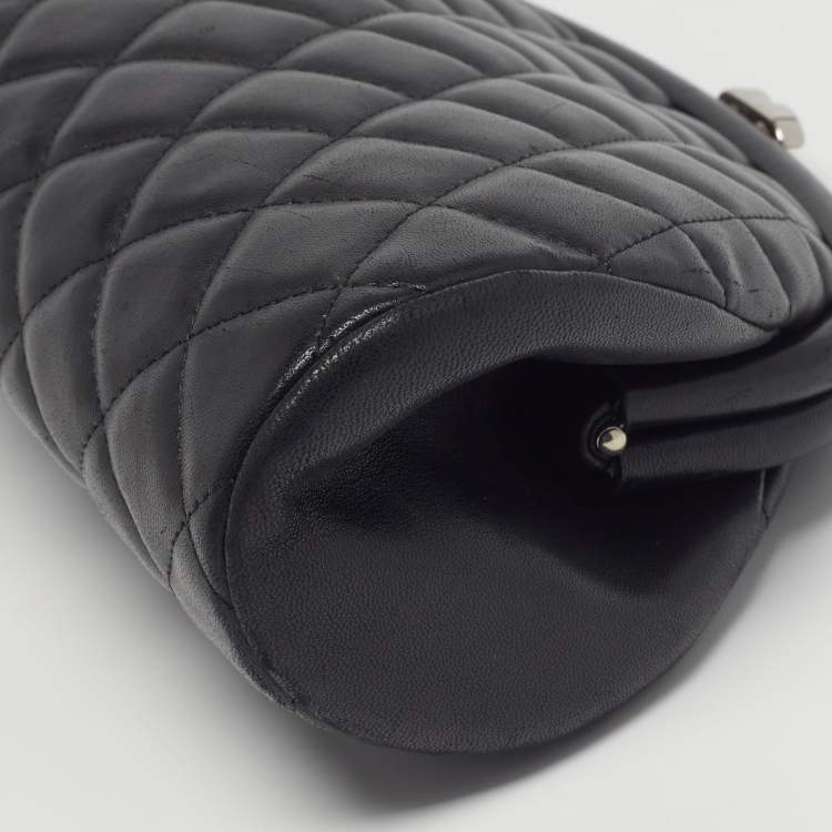 Pre Owned Chanel Timeless Black Quilted Leather Clutch