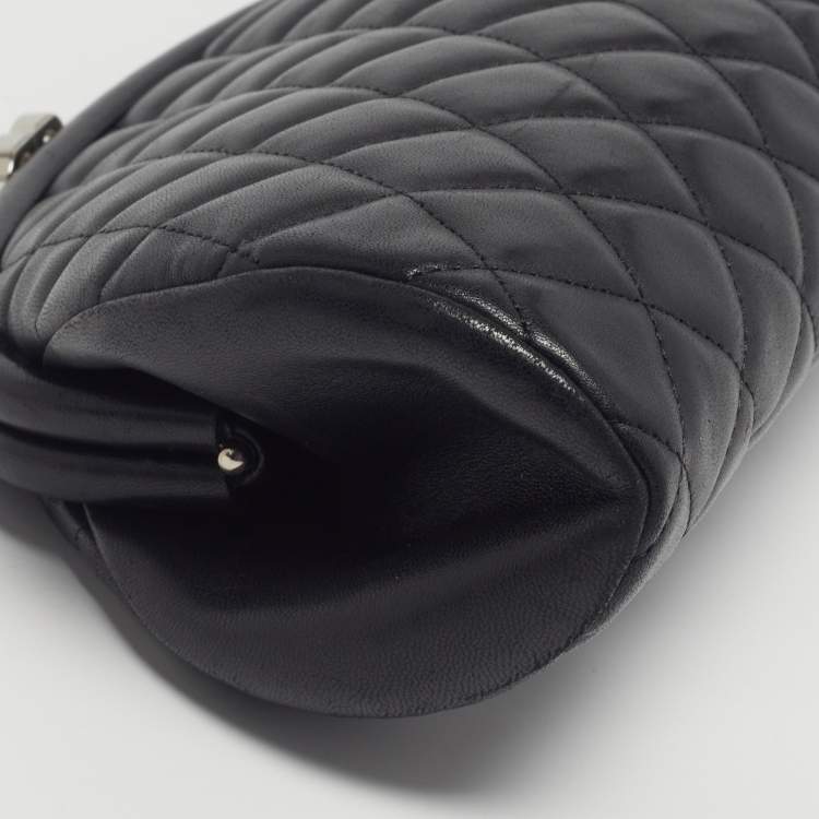 Pre Owned Chanel Timeless Black Quilted Leather Clutch