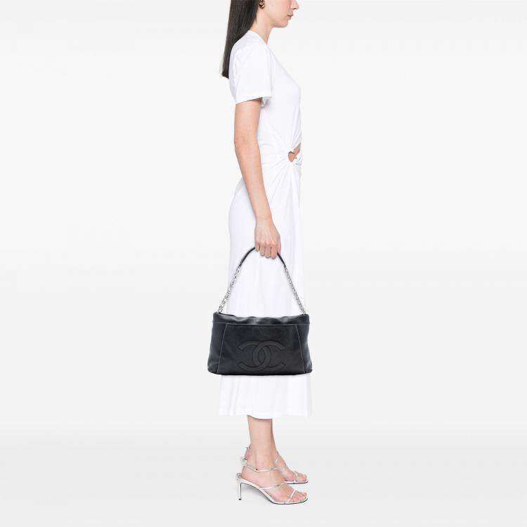 Pre Owned Chanel Black CC Caviar Tuck Tote