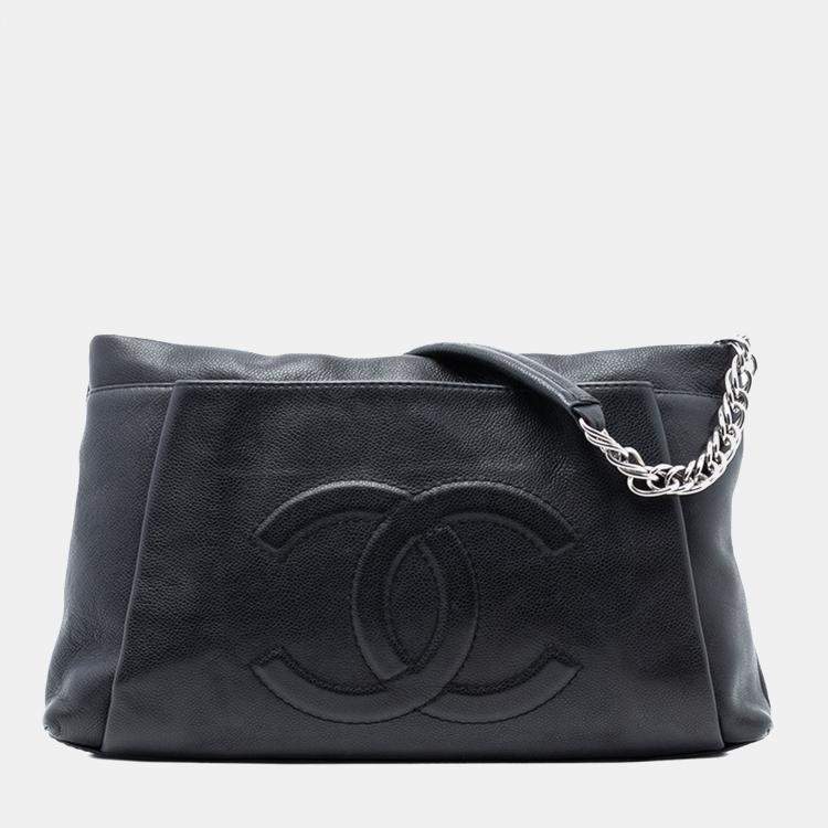Pre Owned Chanel Black CC Caviar Tuck Tote