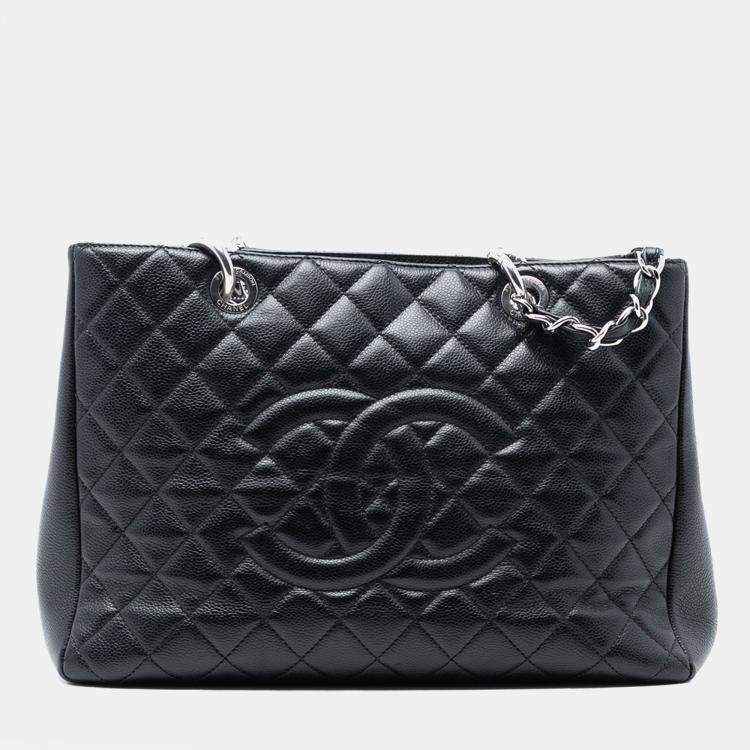 Pre Owned Chanel Black Caviar Grand Shopping Tote