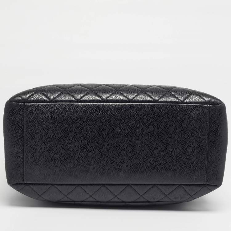 Pre Owned Chanel Grand Shopper Black Quilted Caviar Leather Tote