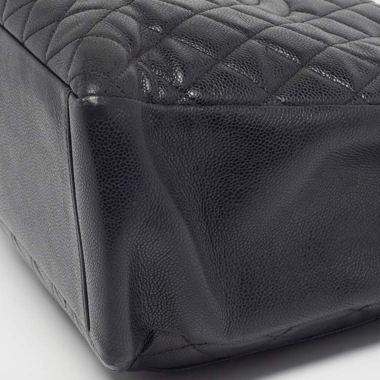 Pre Owned Chanel Grand Shopper Black Quilted Caviar Leather Tote