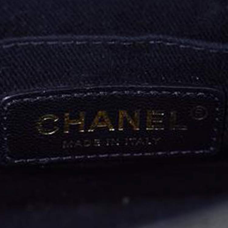 Pre Owned Chanel CC Curved Black Leather Flap Crossbody Bag