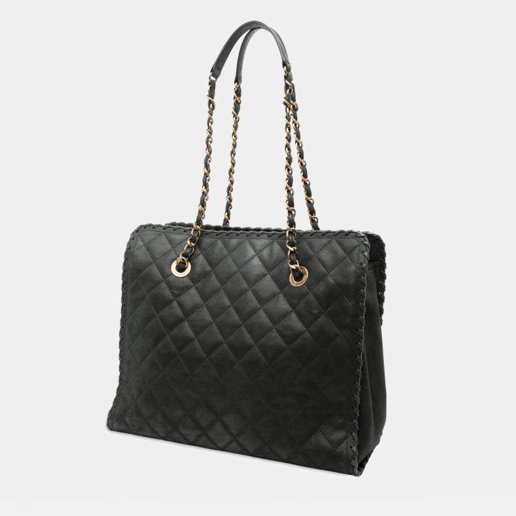 مملوكة مسبقًا Chanel Black CC Quilted Iridescent Calfskin Happy Stitch Tote