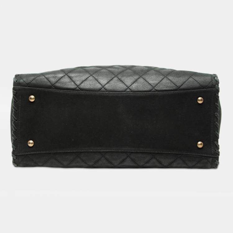 مملوكة مسبقًا Chanel Black CC Quilted Iridescent Calfskin Happy Stitch Tote