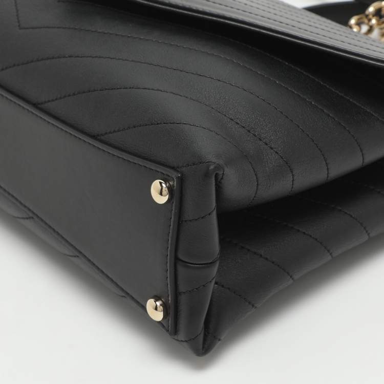 Pre Owned Chanel Coco Envelope Black Chevron Leather Flap Bag