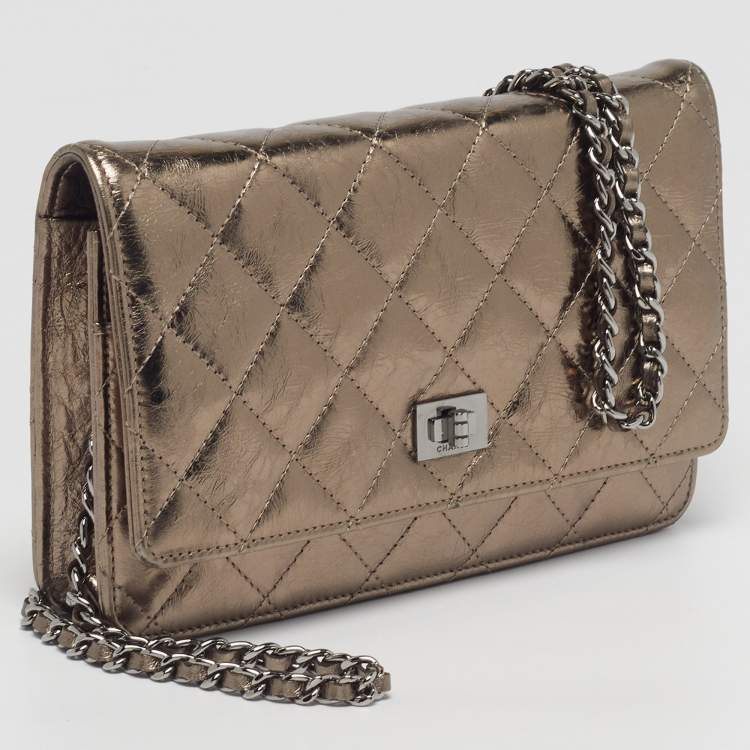 Pre Owned Chanel Reissue WOC Metallic Quilted Leather Bag