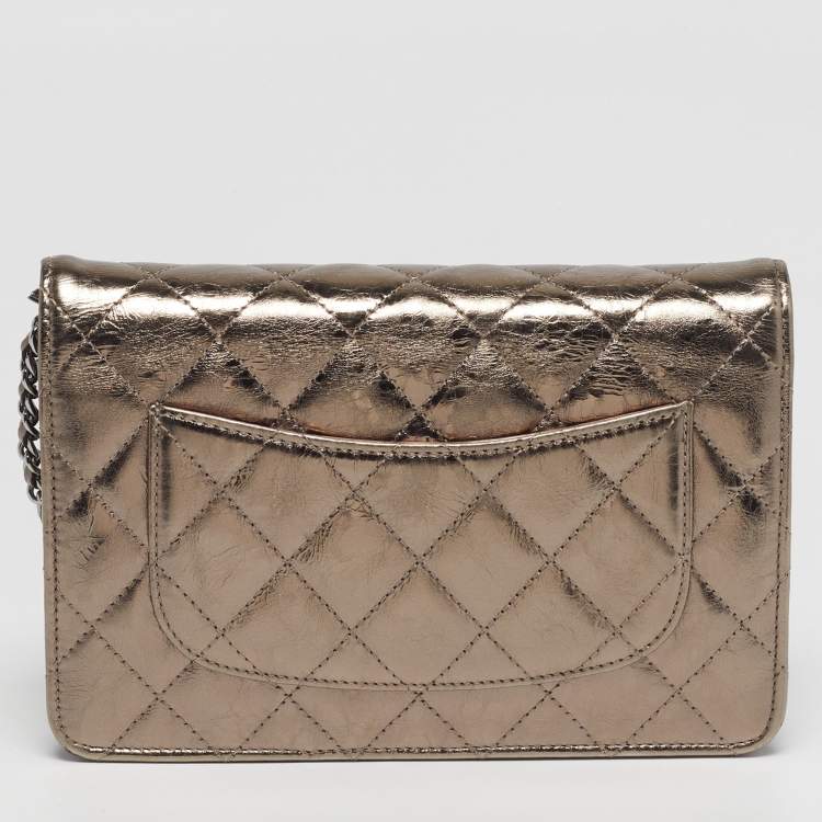 Pre Owned Chanel Reissue WOC Metallic Quilted Leather Bag