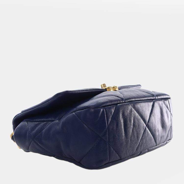 Pre Owned Chanel Blue Medium Lambskin 19 Flap