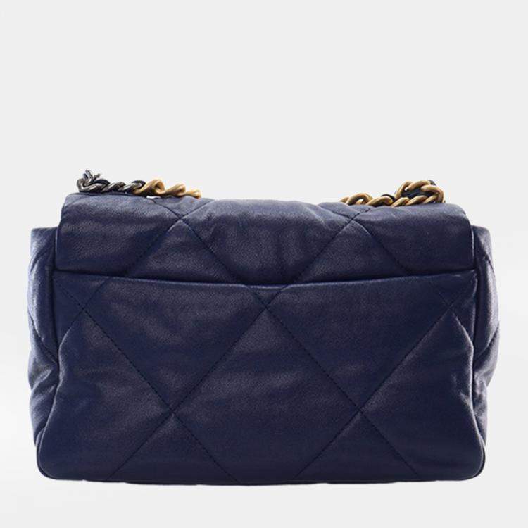 Pre Owned Chanel Blue Medium Lambskin 19 Flap