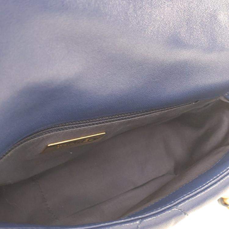 Pre Owned Chanel Blue Medium Lambskin 19 Flap