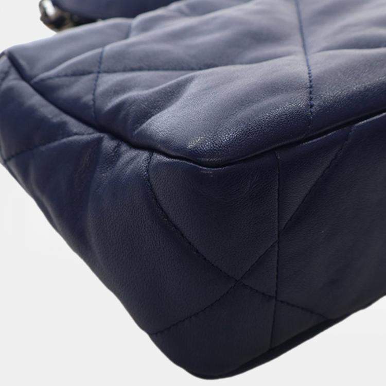 Pre Owned Chanel Blue Medium Lambskin 19 Flap
