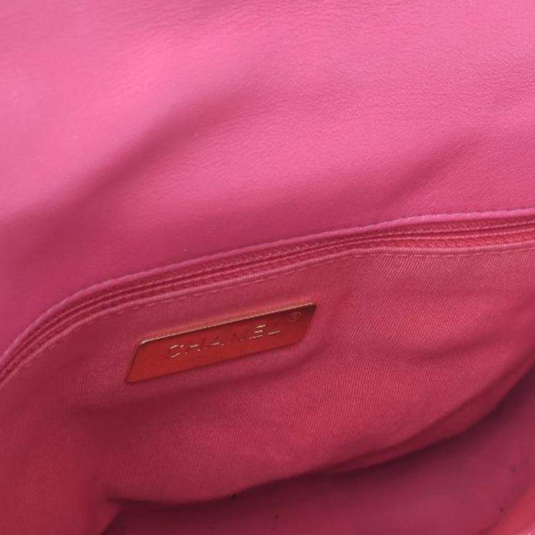 Pre Owned Chanel Pink Medium Lambskin 19 Flap