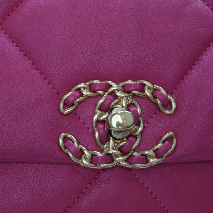 Pre Owned Chanel Pink Medium Lambskin 19 Flap