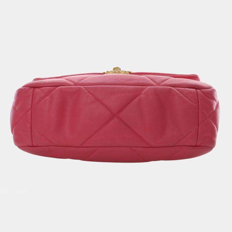Pre Owned Chanel Pink Medium Lambskin 19 Flap